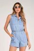 Elan Zipper Front Denim Romper