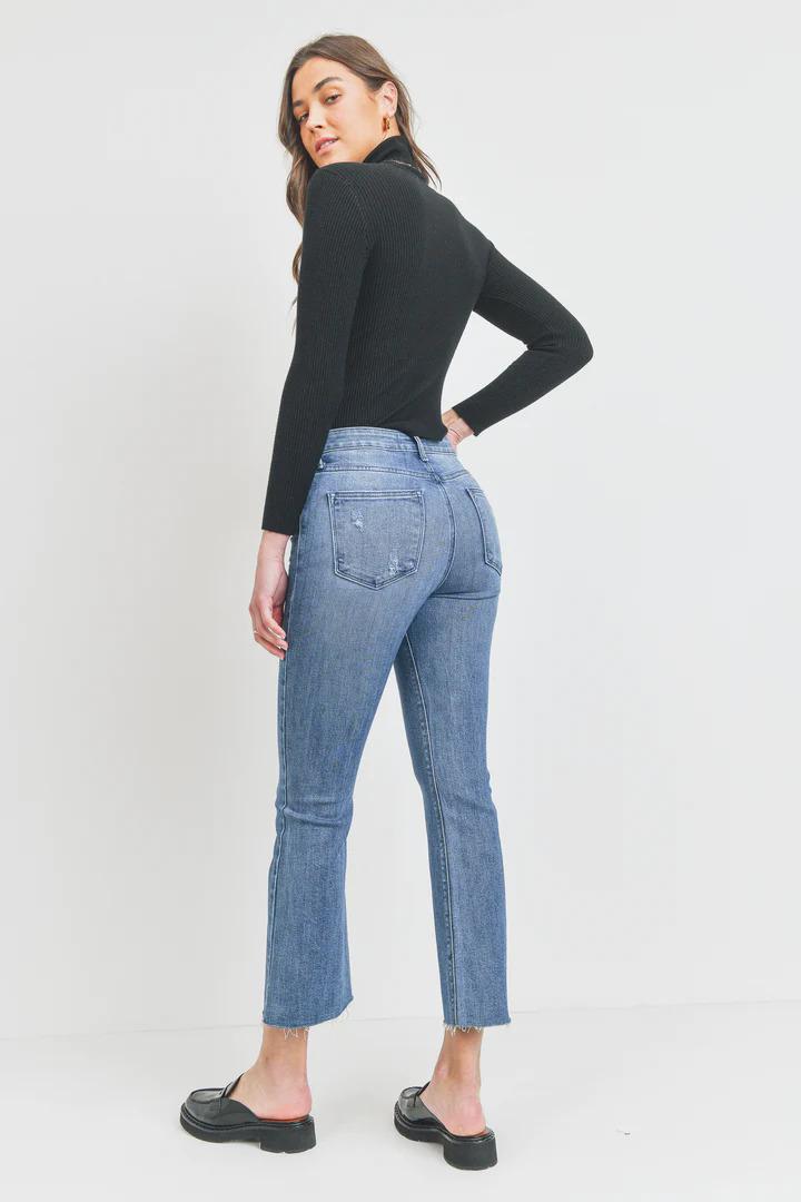 High Rise Cropped Flare Women's Jeans - Medium Wash